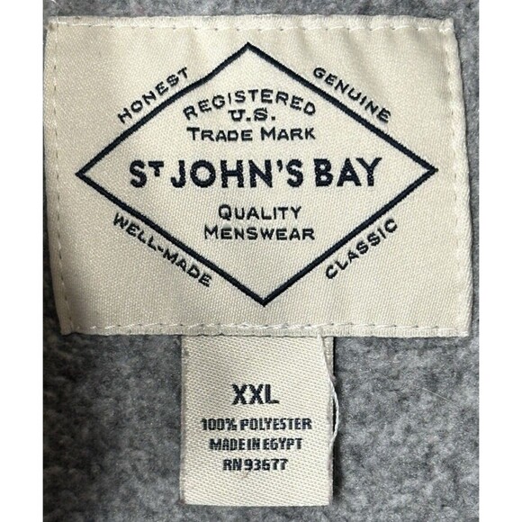 St John's Bay Sweater Jacket Men's XXL Gray Full  Zip Up Chest Pocket Draw Cord - Picture 9 of 14
